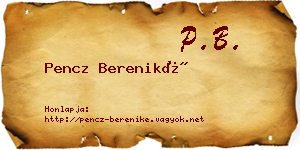 Pencz Bereniké névjegykártya